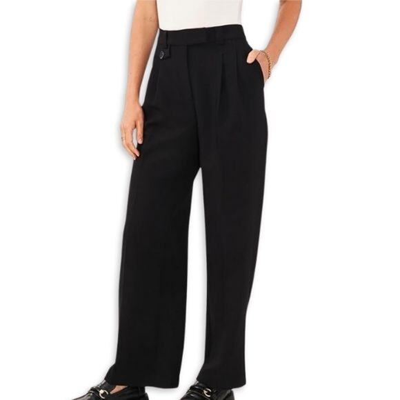 1. State Career Dress Pants High Rise Pleated Front Solid Black Women’s 8 NWOT - Picture 1 of 9